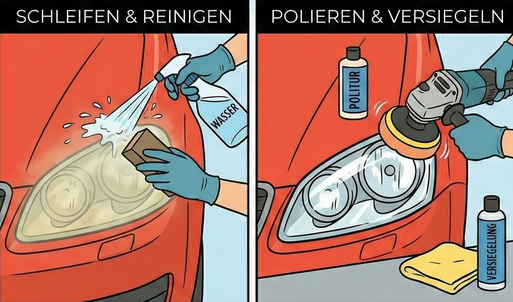 Scheinwerfer aufbereiten